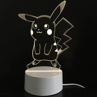 Pikachu 3D lampe - varmt hvidt lys 